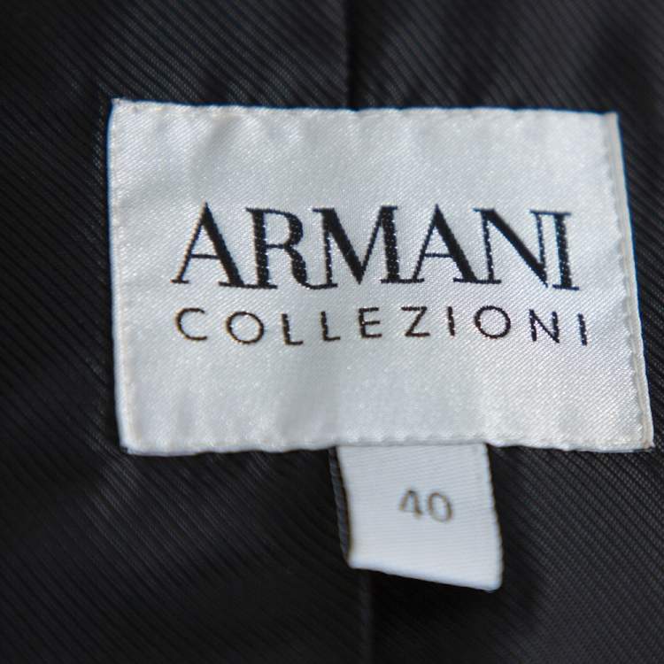 Pre Owned Armani Collezioni Black Wool Crepe Shoulder Pad Detail Boxy Jacket S