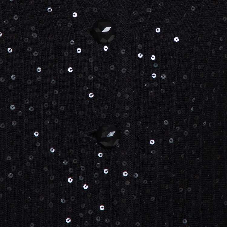 Pre Owned Armani Collezioni Black Sequin Embellished Wool Blazer M