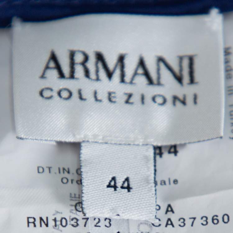 Pre Owned Armani Collezioni Dark Blue Crepe Wide Leg Trousers M