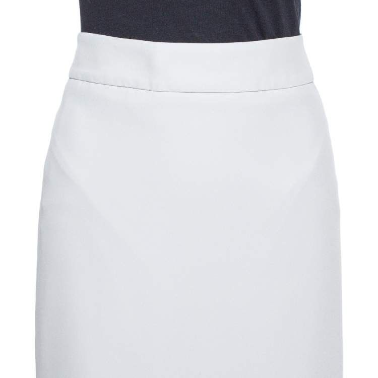 Pre Owned Armani Collezioni Pale Grey Crepe Pencil Skirt M