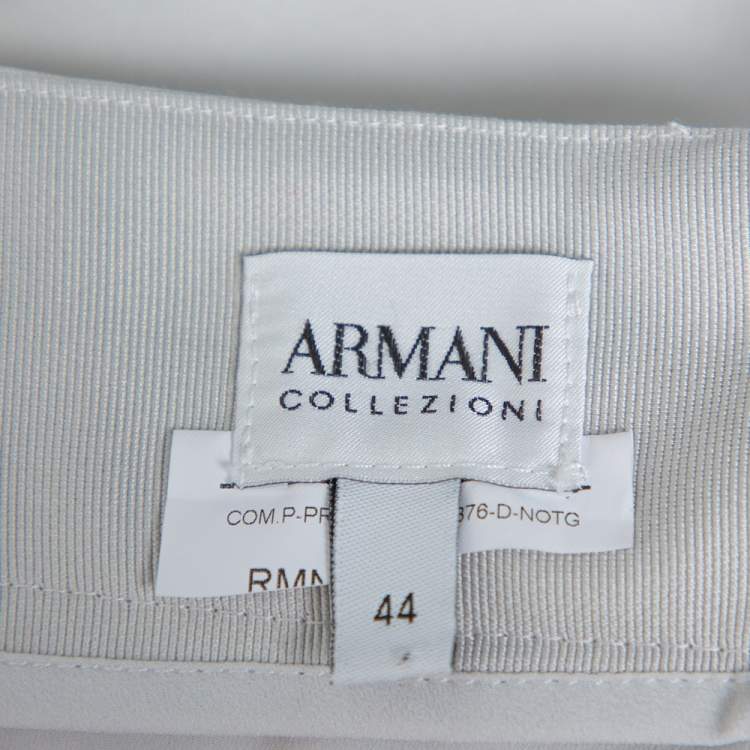 Pre Owned Armani Collezioni Pale Grey Crepe Pencil Skirt M