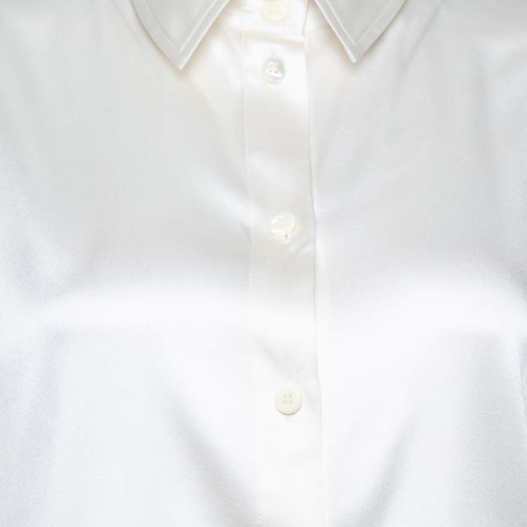 مملوكة مسبقًا Armani Collezioni Cream Silk Satin Long Sleeve Blouse M