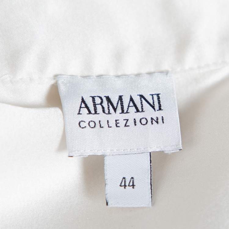 مملوكة مسبقًا Armani Collezioni Cream Silk Satin Long Sleeve Blouse M