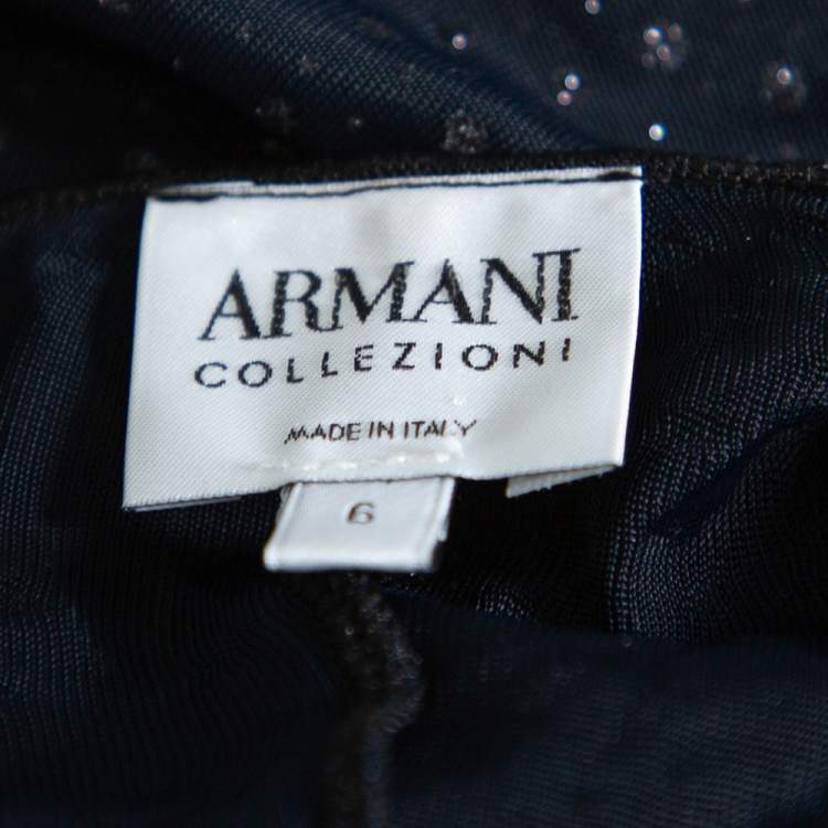 Pre Owned Armani Collezioni Navy Blue Glitter Embellished Button Front Light Weight Jacket S