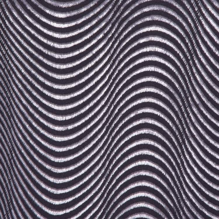 Pre Owned Armani Collezioni Purple Wave Pattern Knit button Detail Top S