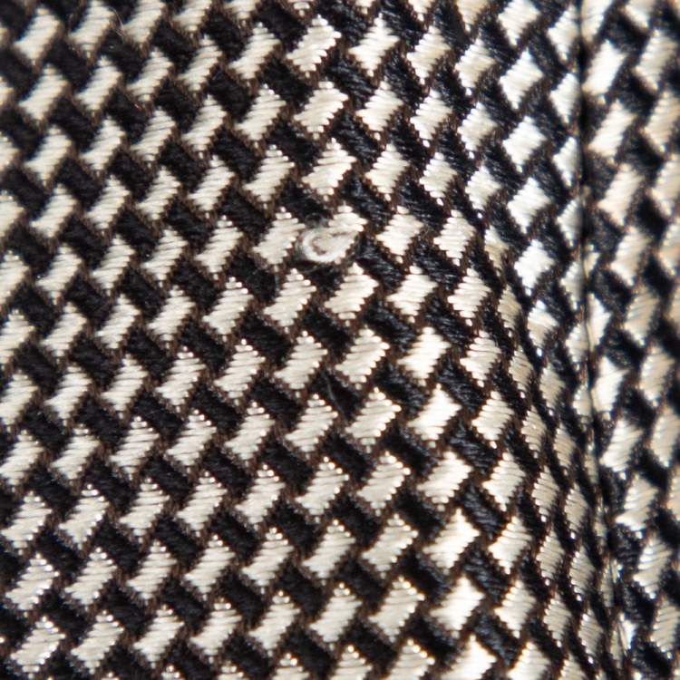 Pre Owned Armani Collezioni Metallic Plaided Silk Asymmetric Cropped Blazer M