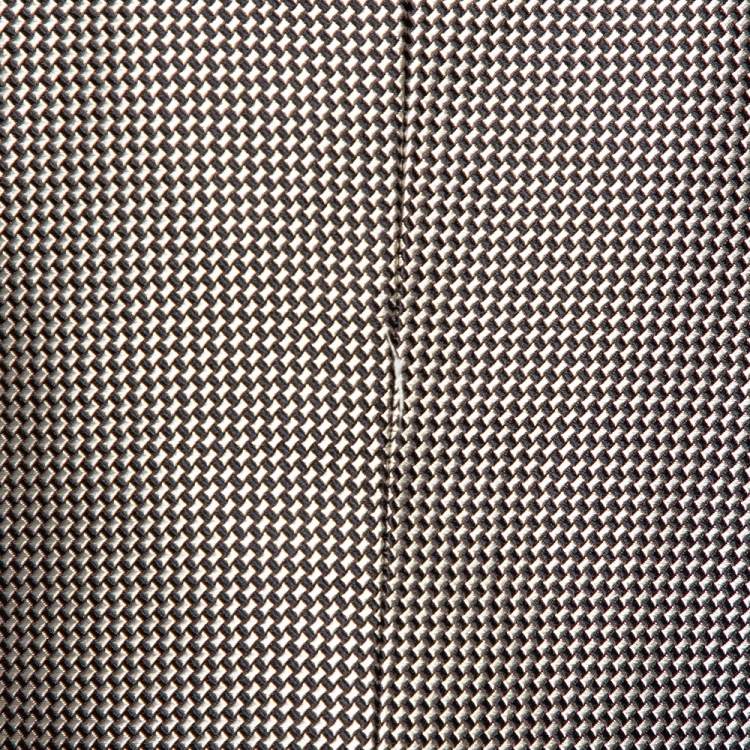 Pre Owned Armani Collezioni Metallic Plaided Silk Asymmetric Cropped Blazer M