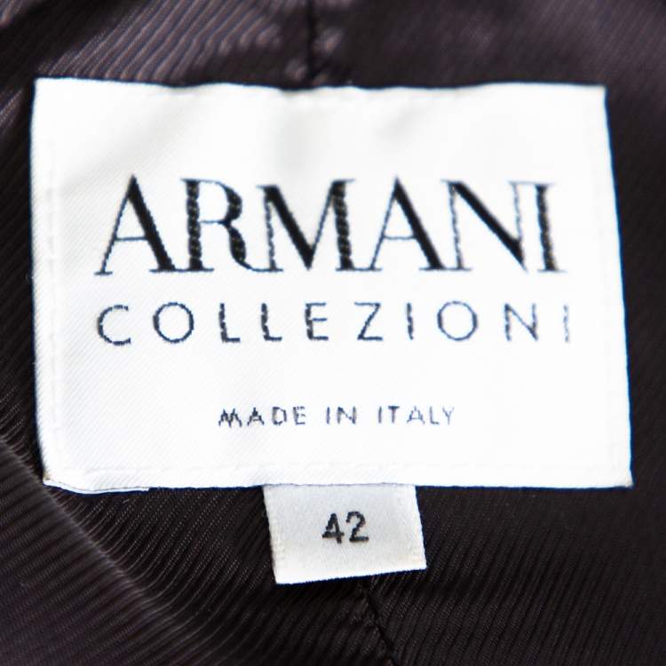 Pre Owned Armani Collezioni Metallic Plaided Silk Asymmetric Cropped Blazer M