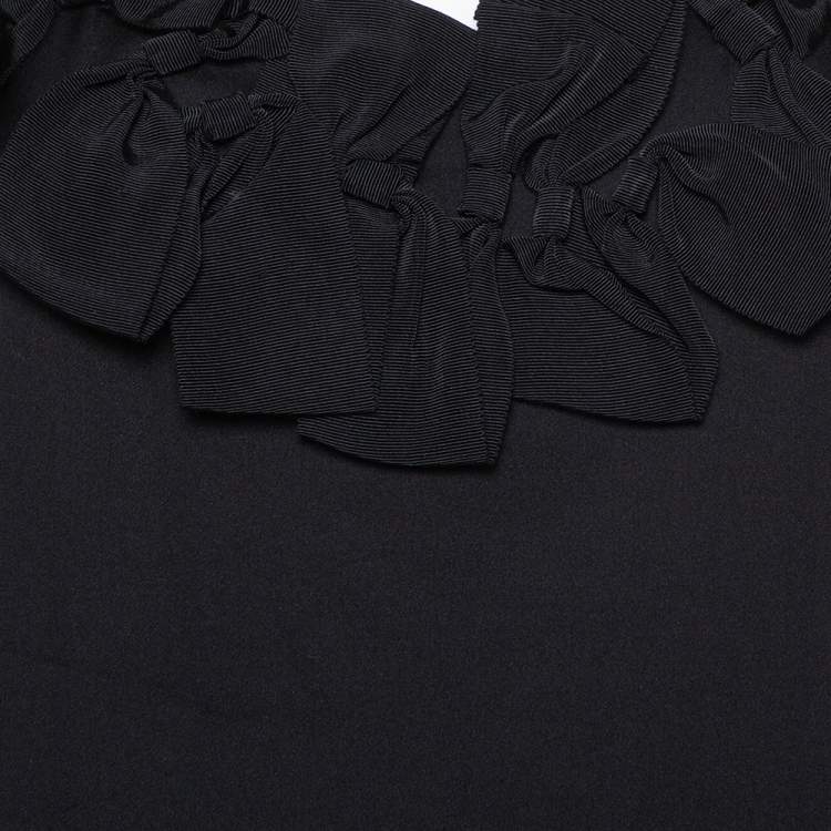 Pre Owned Armani Collezioni Black Silk Bow Trim Detail Sleeveless Top L