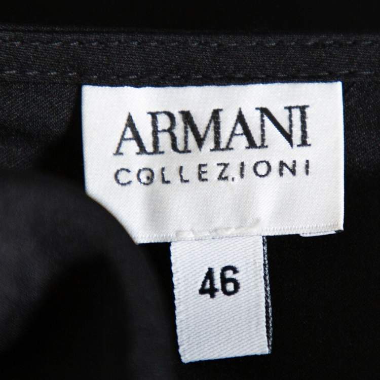 Pre Owned Armani Collezioni Black Silk Bow Trim Detail Sleeveless Top L