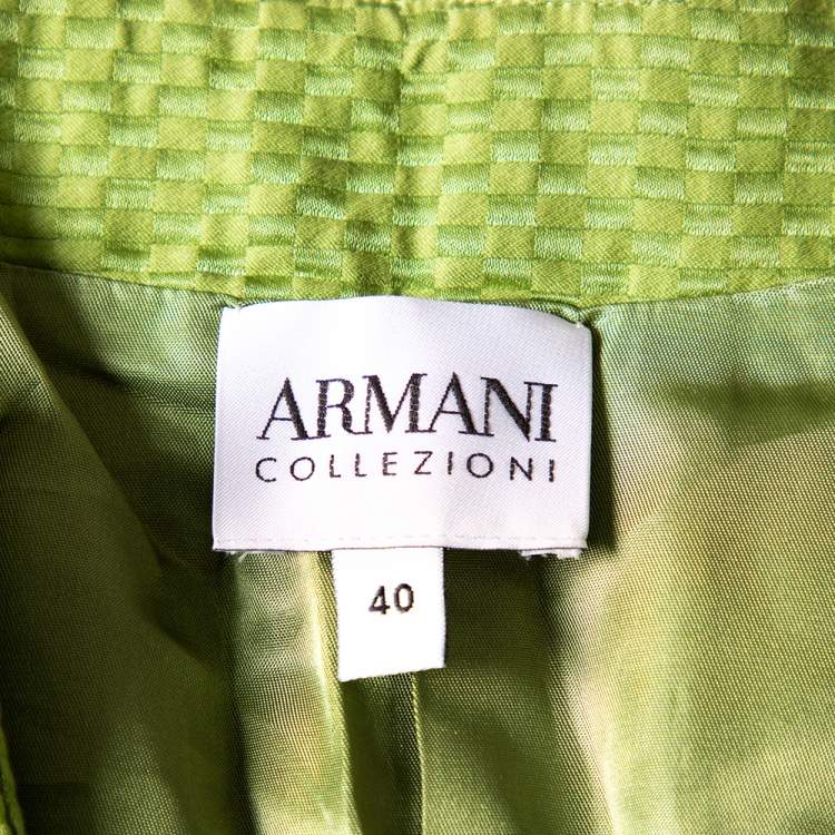 Pre Owned Armani Collezioni Green Cotton & Silk Button Front Blazer S