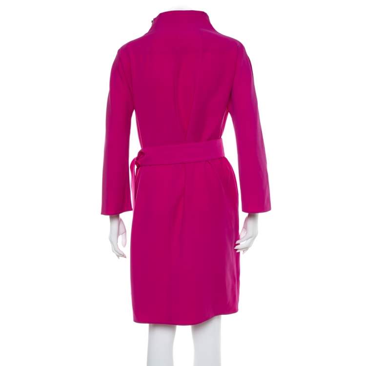Pre Owned Armani Collezioni Purple Crepe Belted Oversized Dress M