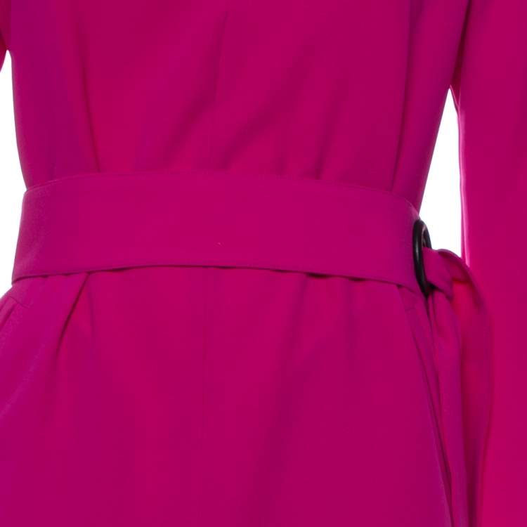 Pre Owned Armani Collezioni Purple Crepe Belted Oversized Dress M