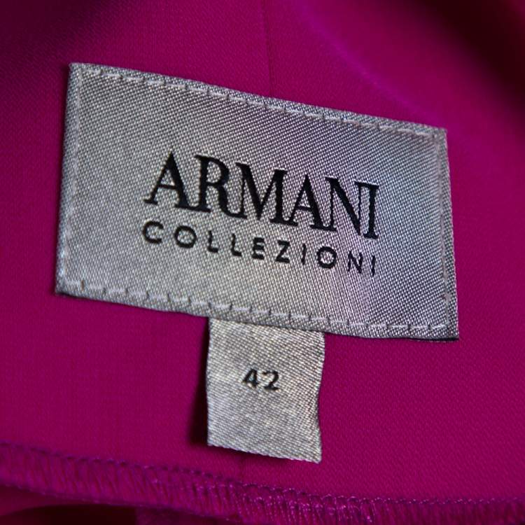 Pre Owned Armani Collezioni Purple Crepe Belted Oversized Dress M