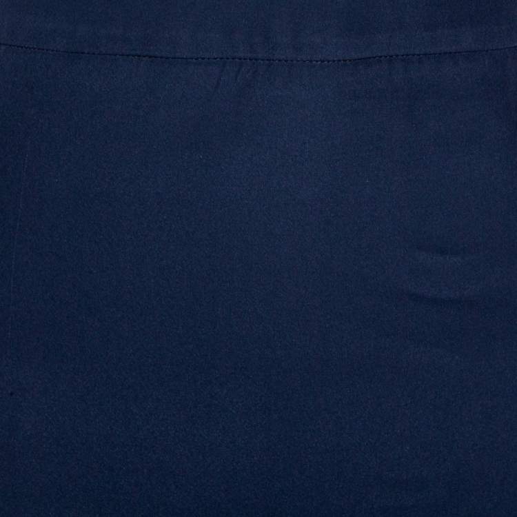 Pre Owned Armani Collezioni Navy Blue Crepe Pencil Skirt M
