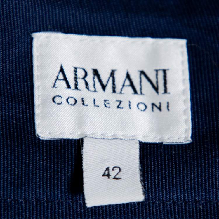 Pre Owned Armani Collezioni Navy Blue Crepe Pencil Skirt M