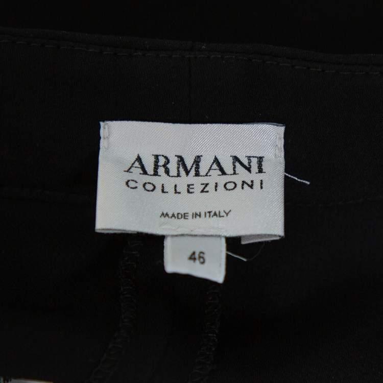 Pre Owned Armani Collezioni Black Crepe Faux Wrap Detail Palazzo Trousers L
