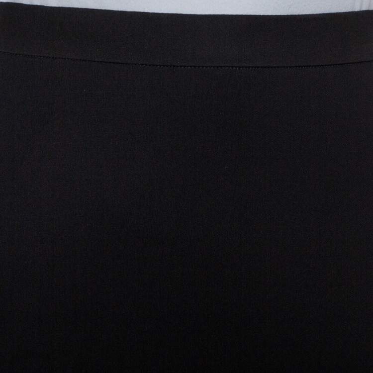 Pre Owned Armani Collezioni Black Crepe Faux Wrap Detail Palazzo Trousers L
