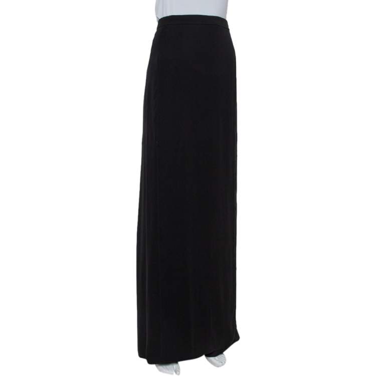 Pre Owned Armani Collezioni Black Crepe Faux Wrap Detail Palazzo Trousers L