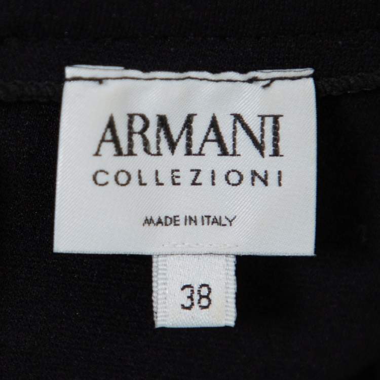 Pre Owned Armani Collezioni Black Knit Draped Waist Detail Sheath Dress S
