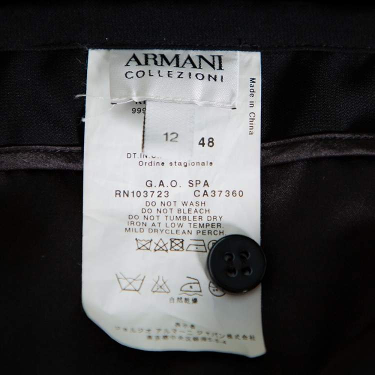 Pre Owned Armani Collezioni Black Crepe Ruffle Detail Pleated Maxi Skirt L