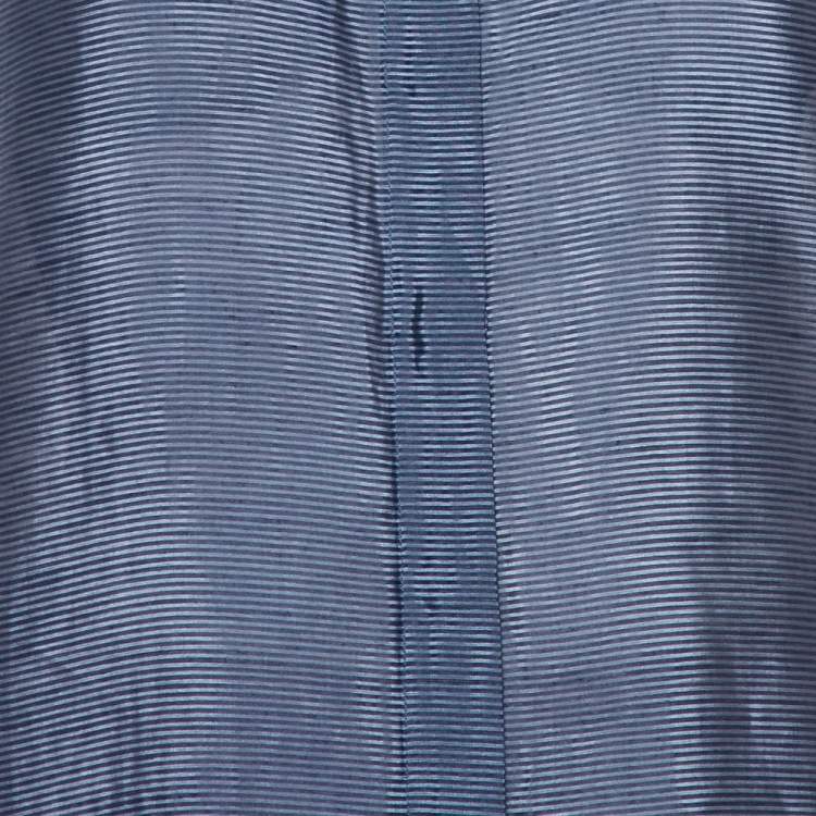 Pre Owned Armani Collezioni Navy Blue Striped Linen & Silk Sleeveless Long Shirt M