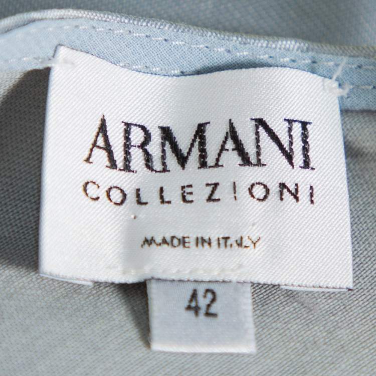Pre Owned Armani Collezioni Grey Silk & Wool Sleeveless Sheath Dress M