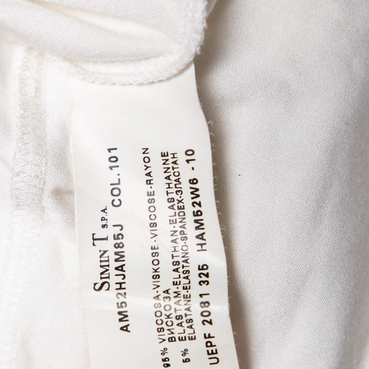 Pre Owned Armani Collezioni White Knit Draped Neck Detail Top M