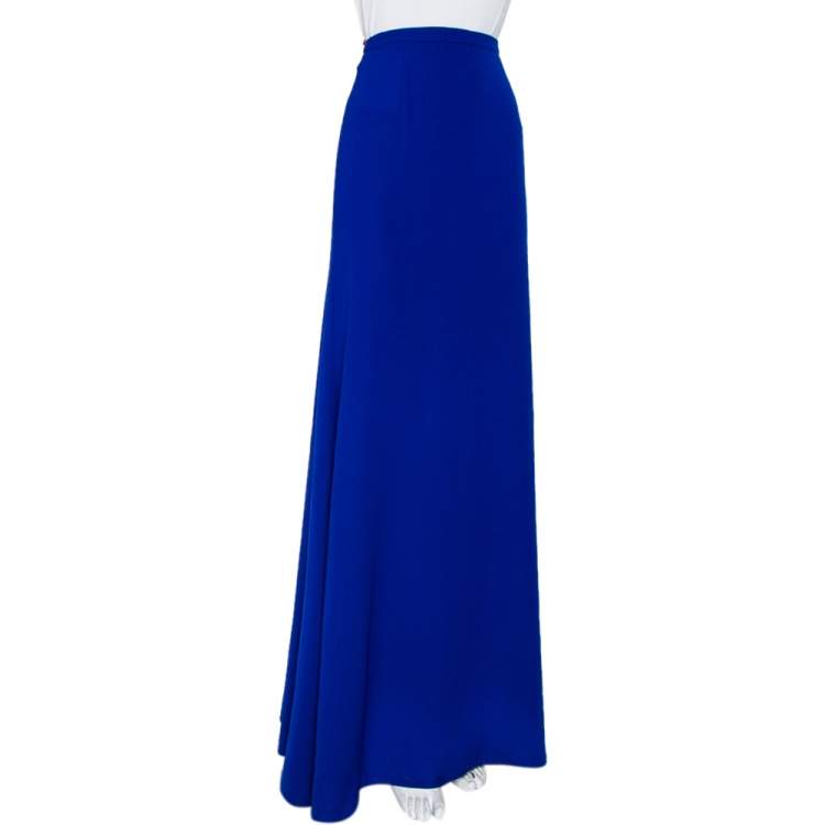 Pre Owned Armani Collezioni Blue Crepe Maxi Skirt M