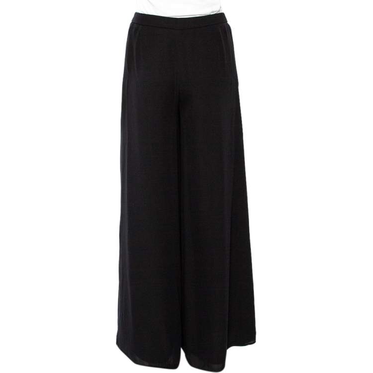 مملوكة مسبقًا Armani Collezioni Black Georgette Pleated Palazzo Pants S