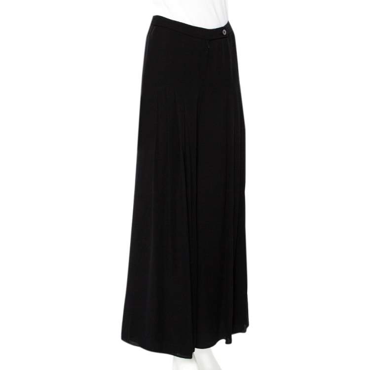 مملوكة مسبقًا Armani Collezioni Black Georgette Pleated Palazzo Pants S