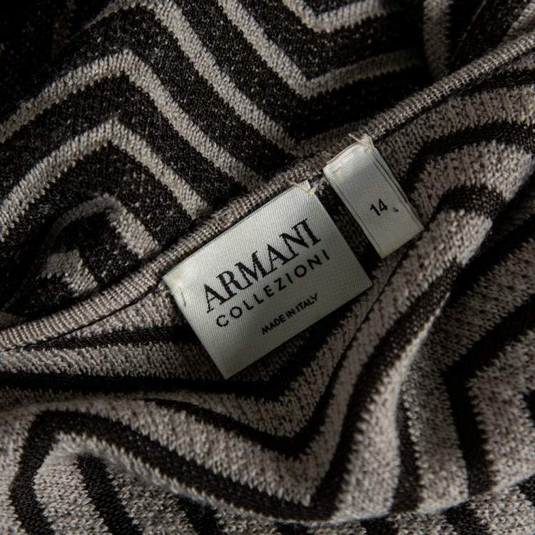 Pre Owned Armani Collezioni Monochrome Jacquard Knit Roundneck T-Shirt XL