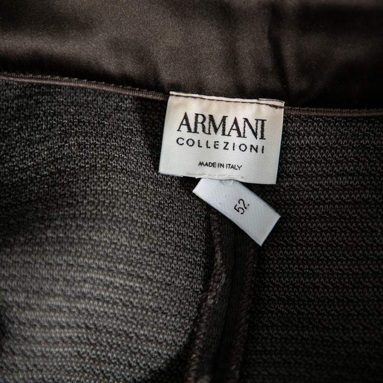 Pre Owned Armani Collezioni Grey Italian Rose Jacquard Knit Button Front Blazer XL