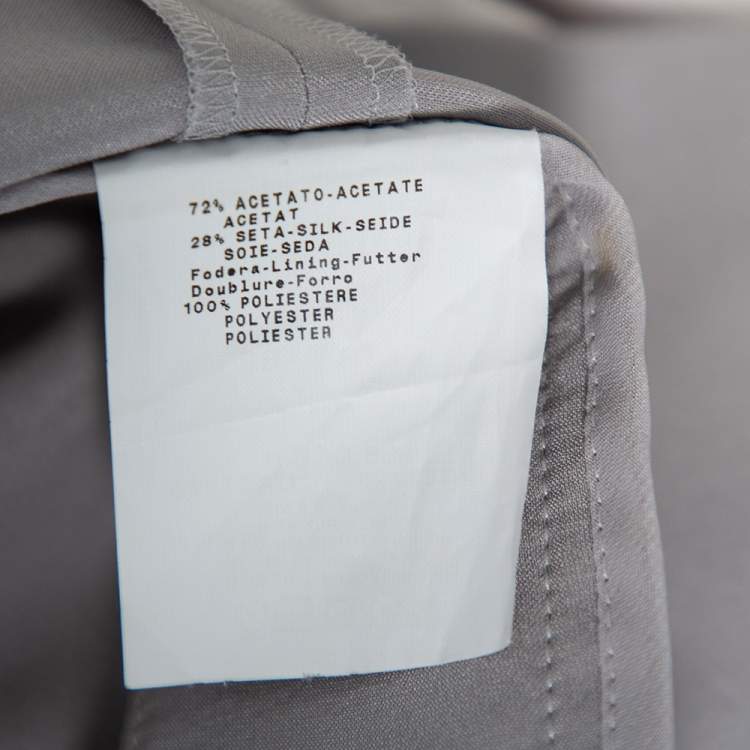 Pre Owned Armani Collezioni Grey Crepe Bow Detail Collarless Jacket & Straight Leg Trousers S