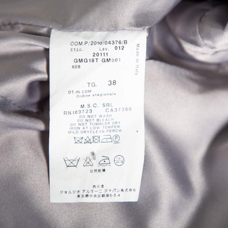 Pre Owned Armani Collezioni Grey Crepe Bow Detail Collarless Jacket & Straight Leg Trousers S