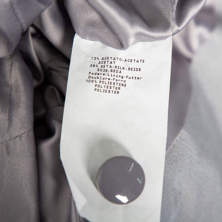 Pre Owned Armani Collezioni Grey Crepe Bow Detail Collarless Jacket & Straight Leg Trousers S