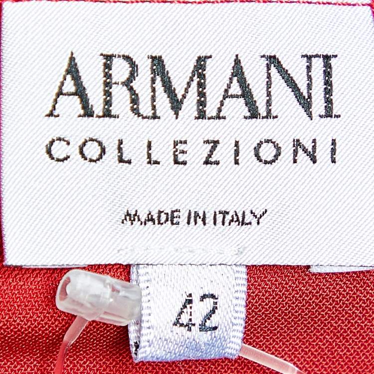 Pre Owned Armani Collezioni Red Jersey Round Neck Top M