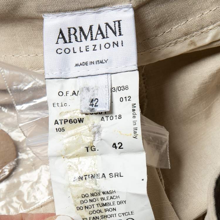 Pre Owned Armani Collezioni Beige Linen And Silk Wide Leg Trousers M