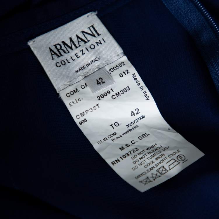 Pre Owned Armani Collezioni Blue Crepe Overlapped Pants M