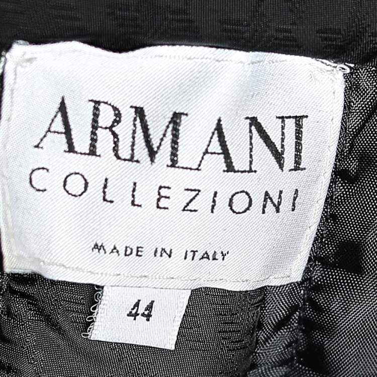 Pre Owned Armani Collezioni Black Synthetic Concealed Hood Detail Zip Front Jacket M