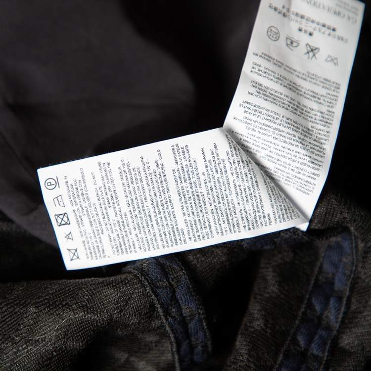 Pre Owned Armani Collezioni Navy Blue and Black Diamond Embossed Jacquard Peplum Jacket M