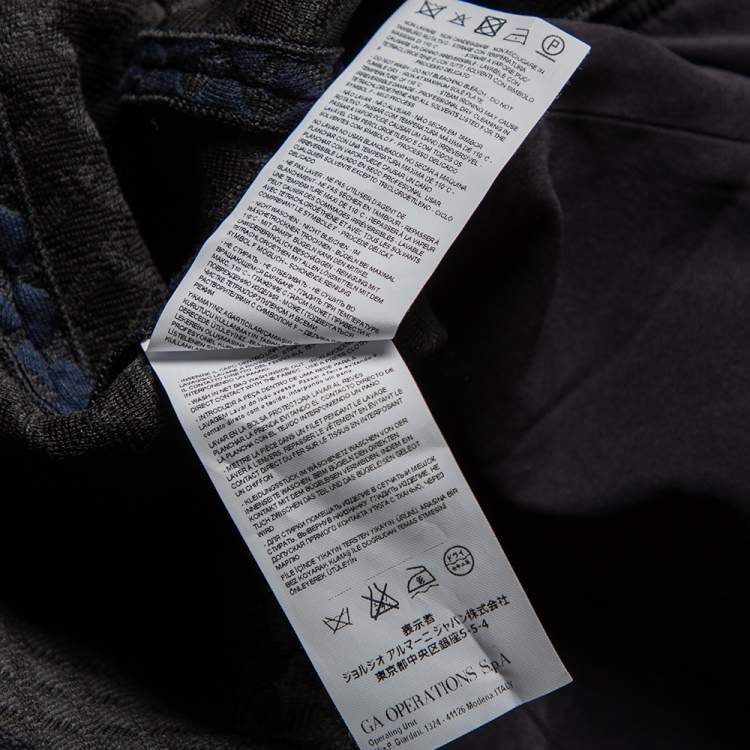Pre Owned Armani Collezioni Navy Blue and Black Diamond Embossed Jacquard Peplum Jacket M