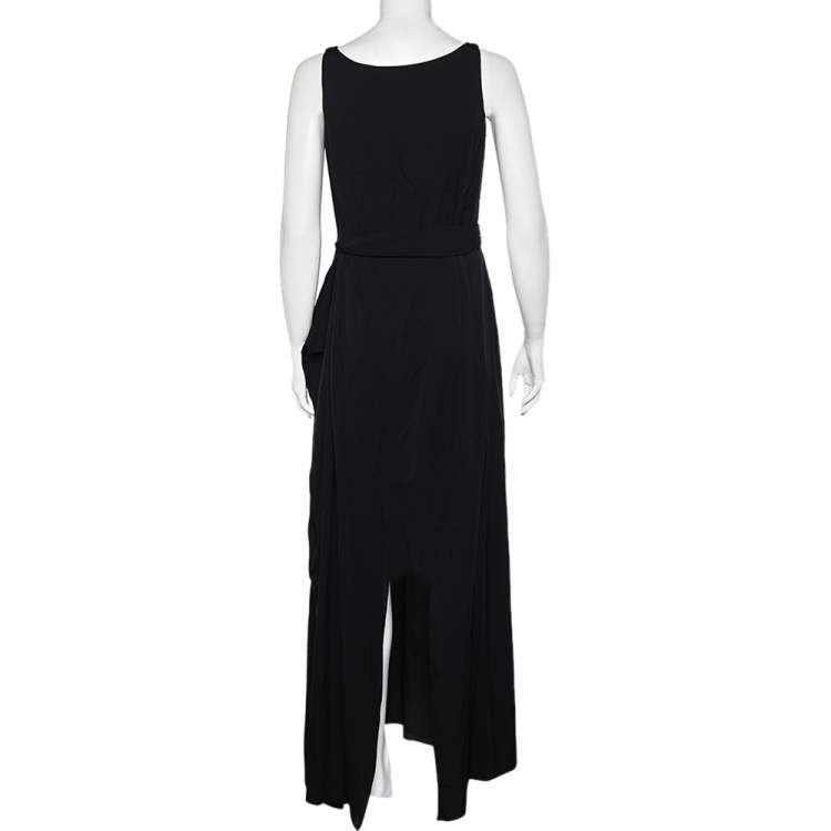 Pre Owned Armani Collezioni Black Silk Sleeveless Maxi Dress M