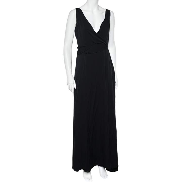 Armani Collezioni Black Silk Sleeveless Maxi Dress M Armani