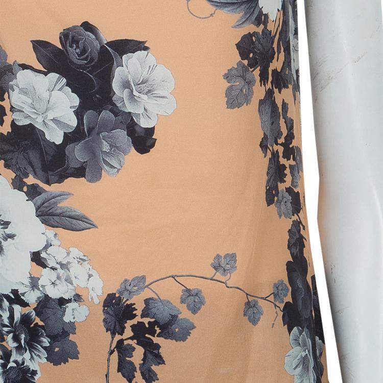 Pre Owned Armani Collezioni Brown Floral Print Silk Blouse S