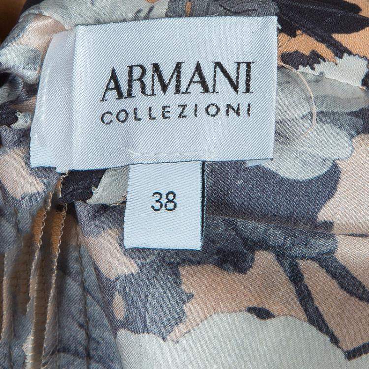 Pre Owned Armani Collezioni Brown Floral Print Silk Blouse S