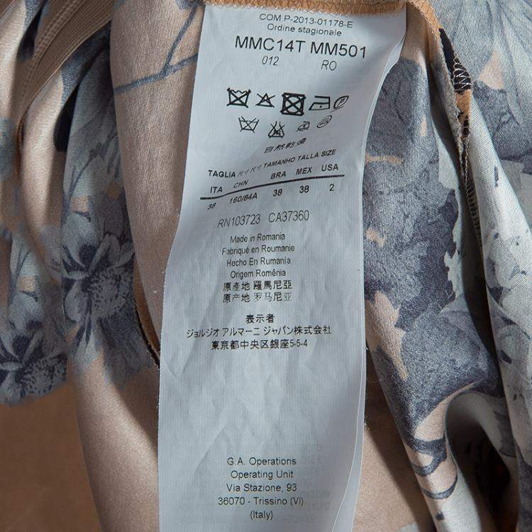 Pre Owned Armani Collezioni Brown Floral Print Silk Blouse S