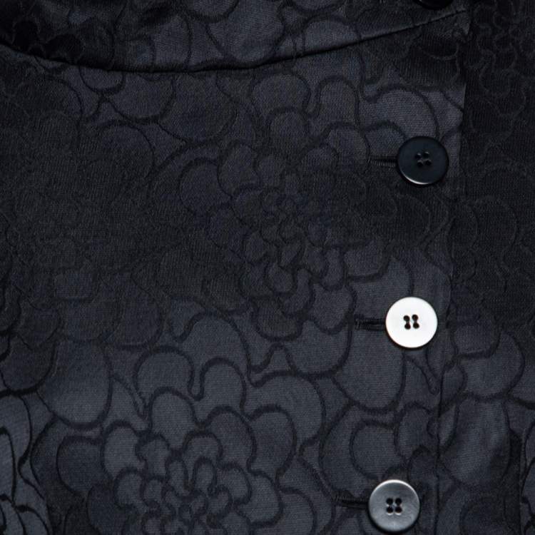Pre Owned Armani Collezioni Black Jacquard Wool Sleeveless Dress & Button Front Jacket M