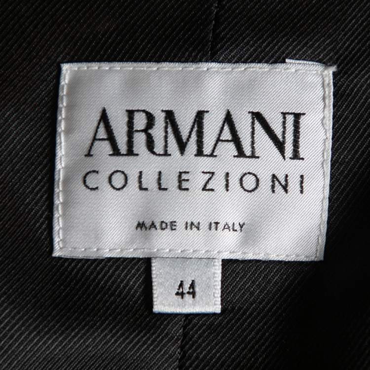 Pre Owned Armani Collezioni Black Pin Striped Crepe Single Breasted Suit M 