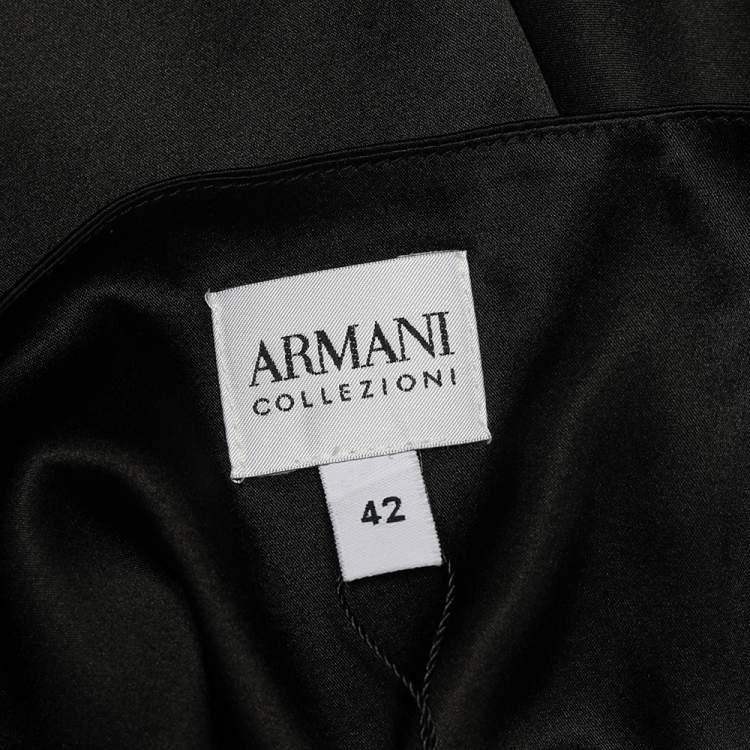 Pre Owned Armani Collezioni Black Silk Satin Sleeveless Top M